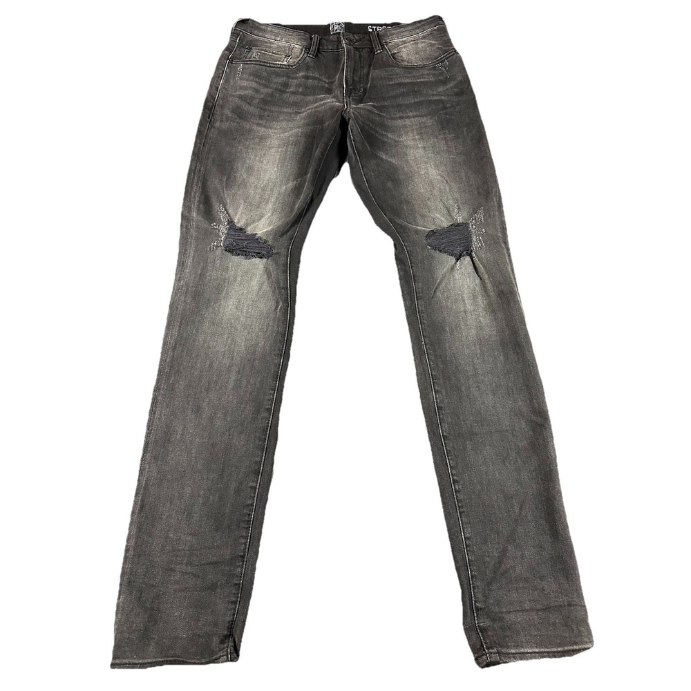 PRPS Stretch Le Sabre Slim Tapered Jeans Mens 32x34 Distressed Black Denim EUC